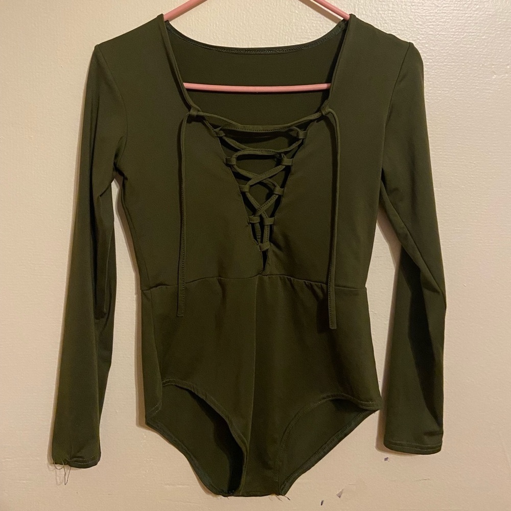 Forest green body suit